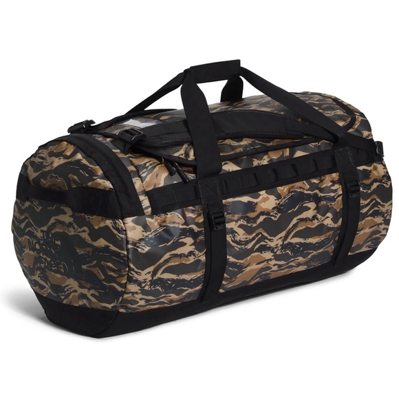 The North Face Base Camp Taupe Green Black Painted Camo Print Medium Duffel Bag - Picture 1 of 16